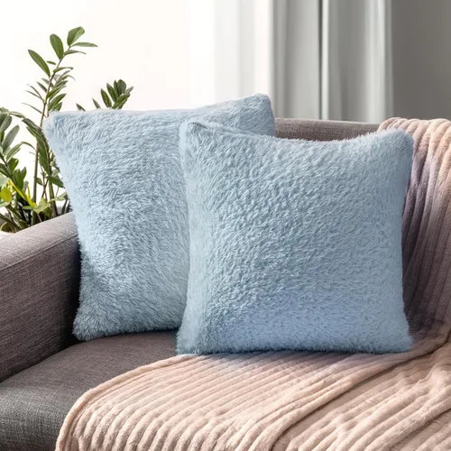 Vista 10 de PAVILIA Fundas de almohada esponjosas de color marfil crema, fundas de almohada decorativas para cama, sofá, funda de cojín de piel sintética suave