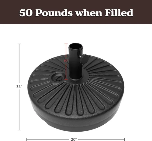 Vista 7 de Pure Garden - Soporte para paraguas – Base de sombrilla independiente rellenable de 50 libras – Llena de arena para uso al aire libre en cubiertas