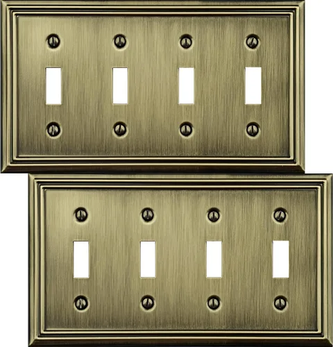 Vista 10 de OKAWYC Cubierta Individual en Blanco para Interruptor de Luz Placa de Pared de Metal Adler, Paquete de 4 Latón Antiguo 1 Gang, Cubierta