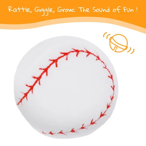 Vista 2 de June Garden Mi Primer Béisbol de 2.5 pulgadas - Juguete de Peluche con Sonajero para Bebé - Juguete Deportivo Suave y Seguro para Bebés Niños y Niñas