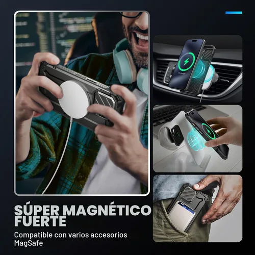 Vista 4 de SUPCASE Funda para iPhone 13 / 14 / 15 / 16e / 17e con soporte para Negro