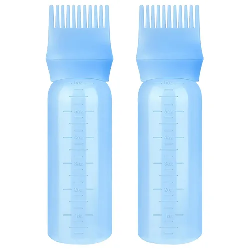 Vista 11 de Botella aplicadora de peine de raíz Pimoys 6 onzas, paquete de 2 aplicadores de aceite para el cabello, botella aplicadora para tinte de cabello