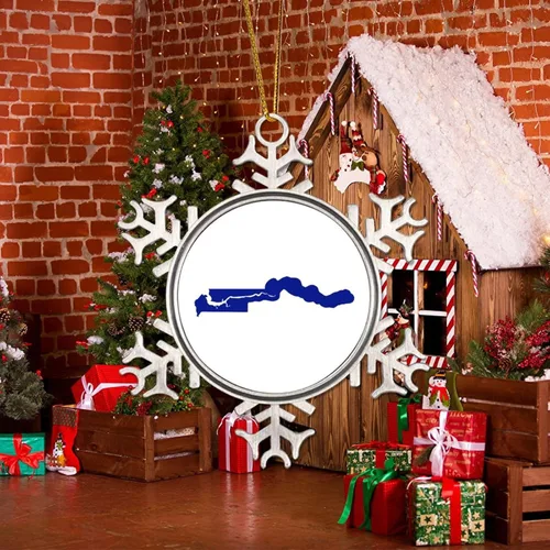 Vista 5 de Bandera de Gambia, adornos de Navidad para niños, bandera nacional de Gambia, silueta de árbol de Navidad, adornos de copo de nieve de metal