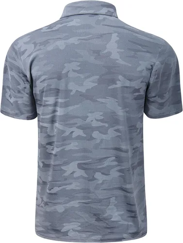 Vista 95 de TAPULCO Camisetas tipo polo de secado rápido para hombre, diseño de camuflaje, atléticas, ligeras, transpirables, casuales, para golf