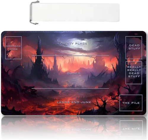 Vista 42 de Tapete de juego MTG cosido de alta calidad con zonas y respaldo de goma antideslizante, tapete de juego TCG para MTG y otros juegos de cartas, Dkt