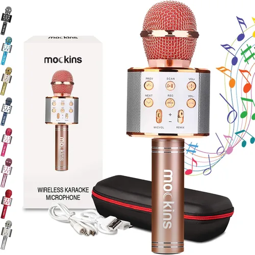 Vista 13 de Mockins Micrófono de Karaoke Bluetooth Negro para Niños con Altavoz Bluetooth Integrado Micrófono Inalámbrico de Karaoke Compatible con iPhone