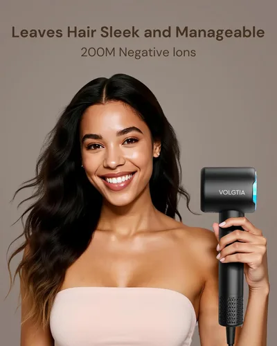 Vista 3 de Secador de Pelo Volgtia con Difusor para Cabello Rizado, Secador de Pelo, Secador Profesional de Alta Velocidad de 110,000 RPM con Iones Negativos