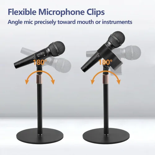 Vista 5 de Soporte de micrófono de escritorio para grabación de podcasts, soporte de micrófono ajustable de altura de 9-16.5 pulgadas para escritorio con base