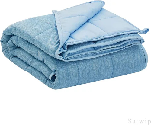Vista 15 de Satwip - Manta con peso de 10 libras tamaño individual, manta con peso refrescante para personas que duermen calientes, jersey de moiré fresco