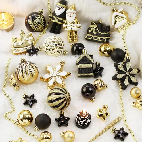 Vista 3 de MOJUN 50 adornos de bolas de Navidad para árbol de Navidad, bolas pequeñas de Navidad de plástico inastillables, juego de adornos de bolas colgantes