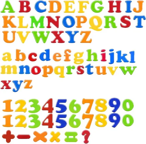 Vista 4 de RAEQKS Letras magnéticas, números, alfabeto, ABC, colorido, 123, refrigerador, imanes para nevera, vocabulario, juego de juguetes educativos