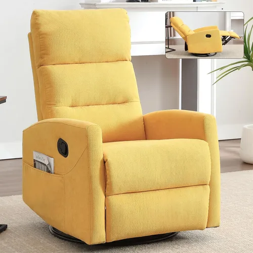 Vista 16 de Silla reclinable giratoria, sillón giratorio para sala de estar, silla reclinable deslizante con calor y masaje, color beige
