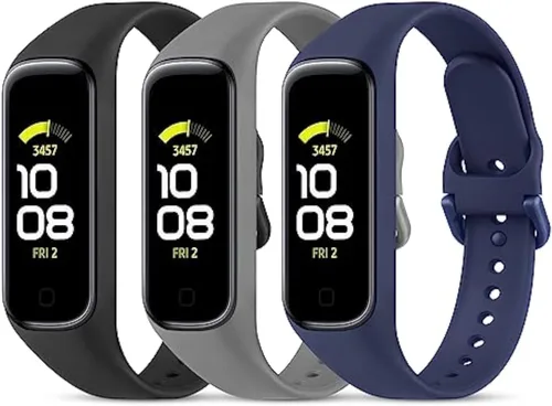Vista 6 de Wanme Correas de repuesto para Samsung Galaxy Fit 2 Band para mujeres y hombres, paquete de 3 correas deportivas de silicona compatibles con Samsung
