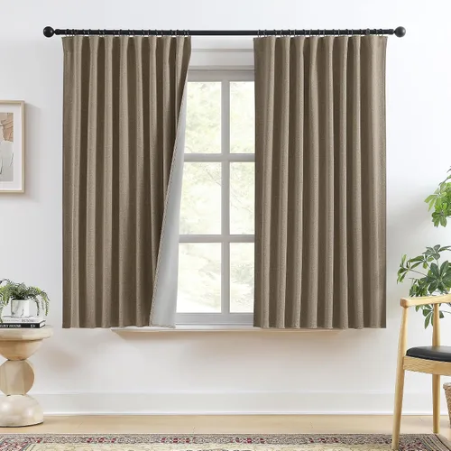 Vista 23 de RAIN CITY 2 paneles de cortinas extra anchas de 96 pulgadas de largo, de Beige