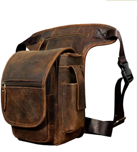 Vista 2 de Leathario - Bolsa de piel auténtica para hombre, bolsa de herramientas para la pierna táctica, bolsa de pierna, bolsa de riñonera para el muslo