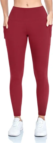 Vista 2 de IBL Leggings suaves para mujer con bolsillos, pantalones de compresión de cintura alta para entrenamiento y yoga