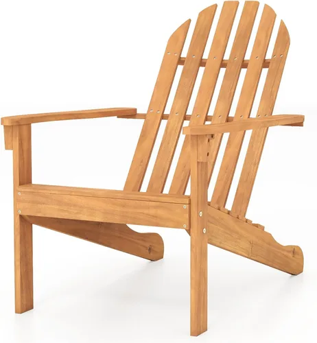 Vista 13 de Giantex Adirondack - Silla de madera de acacia para exteriores con capacidad de peso de 350 libras, sillón resistente a la intemperie para patio Gris