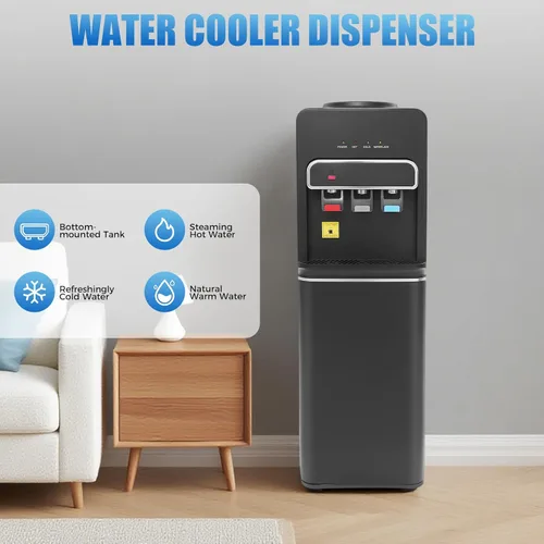 Vista 2 de Dispensador de agua de carga inferior, dispensador de agua fría y fría para botellas de 3 o 5 galones, dispensador de agua de encimera de 550 W