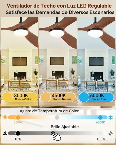 Vista 5 de Sofucor Ventiladores de techo inteligentes de 60 pulgadas con luces, ventilador de techo inteligente moderno para exteriores