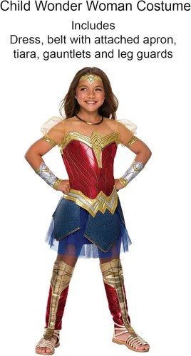 Vista 6 de Rubie's Costume Disfraz de la Liga de la Justicia Premium Mujer Maravilla para niñas, L, Multicolor