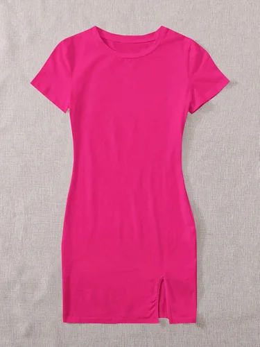 Vista 4 de Floerns Vestido ajustado de punto de manga corta con cuello en V para mujer