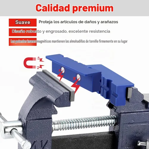 Vista 5 de WORKPRO 2 pares de almohadillas para mordazas de tornillo de banco de 4-1/2", fundas protectoras magnéticas de TPU para mordazas de tornillo