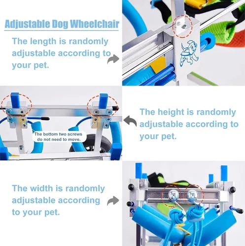 Vista 2 de Silla de ruedas para perros, carrito de apoyo completo para discapacitados, patas delanteras/traseras, ajustable para silla de ruedas para mascotas