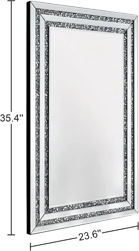 Vista 3 de Espejo de baño rectangular con diamantes de cristal de 36 x 24 Vidrio templado HD