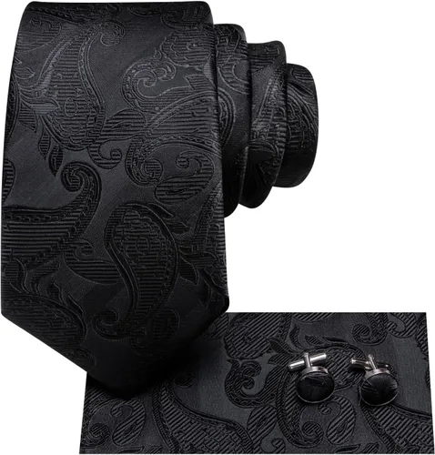 Vista 266 de Hi-Tie Corbatas de seda para hombre, diseño de cachemira a rayas, con bolsillo, gemelos cuadrados, conjunto formal de negocios