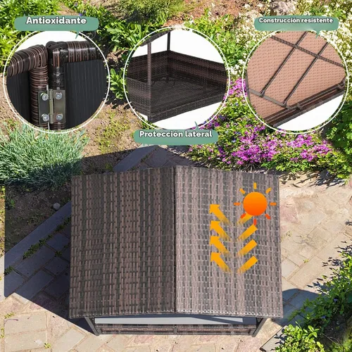 Vista 5 de Casa de cama de mimbre para perros, casas para perros de ratán de polietileno de alta densidad para interiores y exteriores, casa para mascotas