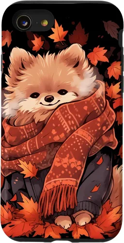 Vista 18 de Pomeranian Pom Autumn Fall Leaves Dog Thanksgiving Case for iPhone 17
