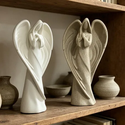 Vista 4 de Artgenius Estatua antigua de ángel guardián rezando, figura de ángel conmemorativo de 8.8 pulgadas y escultura para recuerdo, decoración, regalo