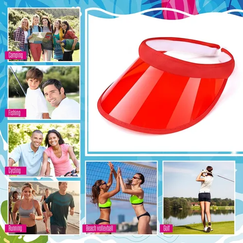 Vista 14 de Jiuguva Viseras de plástico unisex para el sol, gorra de póquer con protección UV para hombres y mujeres, deportes al aire libre, actividades
