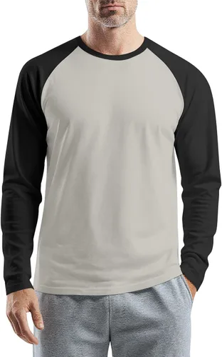 Vista 26 de Camisas de manga larga para hombre, camiseta casual de cuello redondo, suave, elástica, M-3XL
