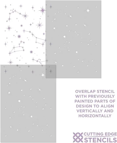 Vista 6 de Plantilla de pared Constellations - Plantillas celestiales para pintar paredes - Plantilla reutilizable para pintar paredes - Prueba la plantilla