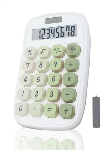 Vista 11 de Calculadora linda, calculadora mecánica (rosa) Pantalla LCD grande Pantalla de inclinación de 8 dígitos y botón grande para profesores estudiantes