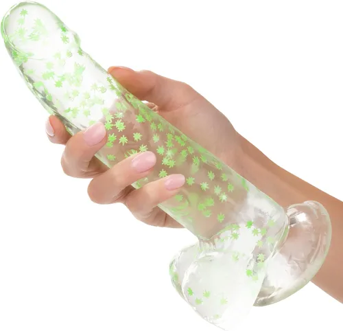 Vista 4 de CalExotics Naughty Bits I Leaf Dick Dick - Consolador de hojas de hierba que brilla en la oscuridad - SE-4410-64-3
