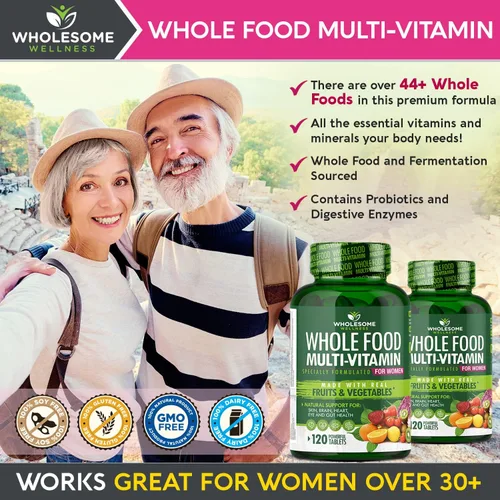 Vista 5 de Whole Food Multivitamínico para mujeres – Multi Vitaminas, Minerales, Extractos Orgánicos – Vegano Vegetariano – Mejor para la Energía Diaria