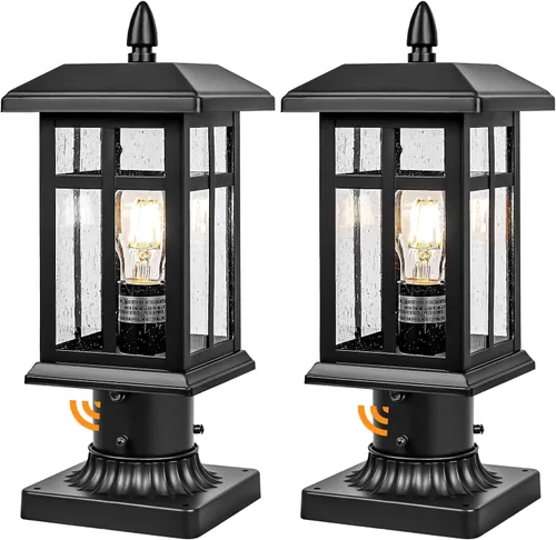 Vista 8 de Brilvibera Lámpara de Poste Exterior Negra de Anochecer a Amanecer, Lámpara de Poste con Montaje en Pilar, Farol de Poste Exterior Impermeable