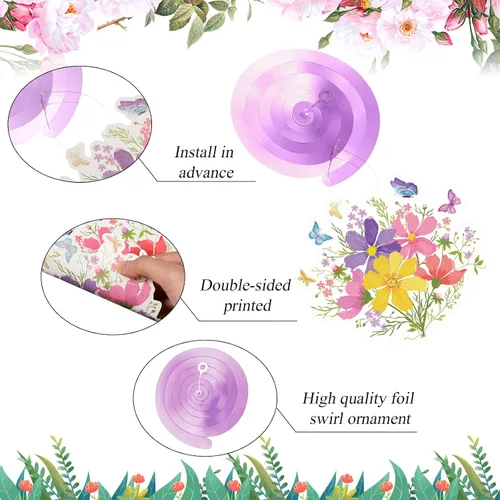 Vista 4 de Sumind 30 piezas de decoración de fiesta de flores de mariposa colgantes en espiral primavera verano mariposa Vbs decoraciones de techo para baby