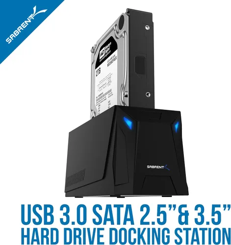 Vista 3 de SABRENT Estación de acoplamiento de disco duro externo USB 3.0 a SATA para disco duro de 2,5" o 3,5" ' SSD [compatible con UASP] (EC-UBLB)