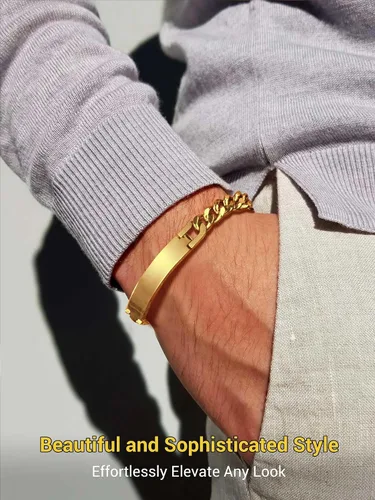 Vista 2 de PROSTEEL Pulsera personalizada para hombres y mujeres, con fecha de nombre, con grabado inicial y cita de inicial, pulseras de identificación