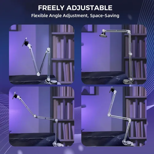 Vista 6 de Soporte para tablet para escritorio, soporte de escritorio para iPad, soporte magnético para tableta para escritorio, soporte de brazo plegable