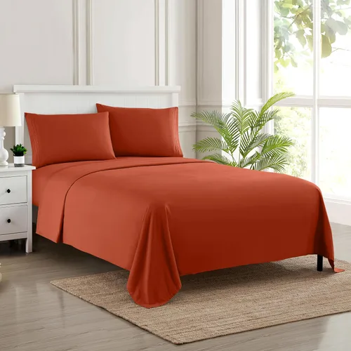 Vista 45 de Juego de sábanas extrasuaves de tamaño individual, ropa de cama transpirable y lujosa con correas elásticas integradas para las esquinas, colección