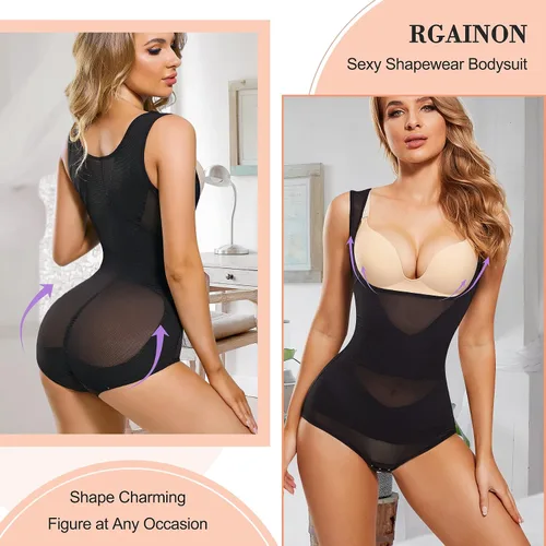 Vista 2 de RGAINON Body de entrenamiento de cintura para mujer, con control de abdomen, adelgazante, Fajas Colombianas, moldeador de cuerpo, busto abierto