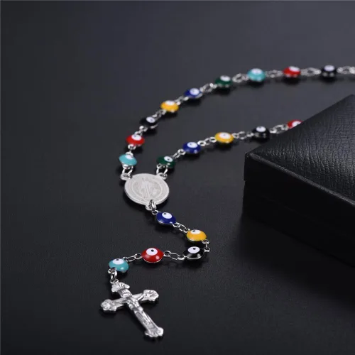 Vista 6 de U7 Catholic Gift Stainless Steel 18K Gold Plated Coin MedalCrucifix CrossVirgin MaryRosary Necklaces for Women Men