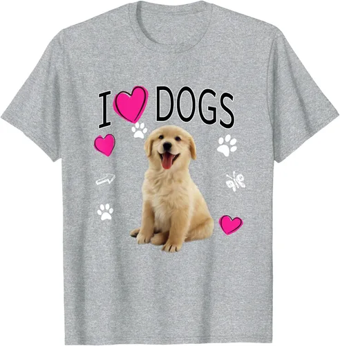 Vista 35 de Camiseta I Love Dogs - Camiseta Golden Labrador retriever, Azul Negro
