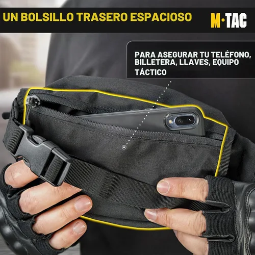 Vista 6 de M-Tac Riñonera para hombre - Riñonera pequeña compañera - Cinturón de estilo táctico EDC (negro)