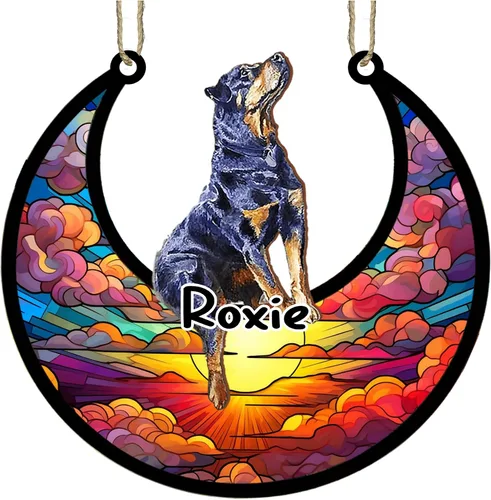 Vista 32 de LOVELYPOD Adorno de Navidad personalizado para perro pastor australiano, atrapasoles conmemorativo, adorno de Navidad de pastor australiano
