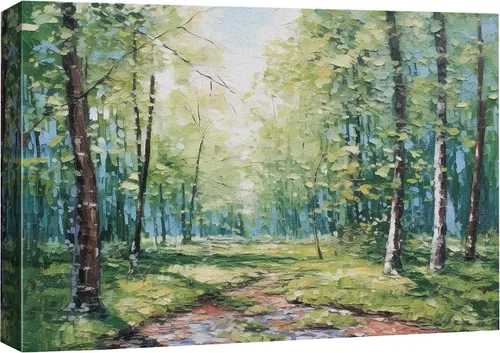 Vista 15 de SIGNFORD - Cuadro en lienzo para pared, silueta de bosque con estrellas azul marino y verde azulado, naturaleza, fotografía, realismo, decoración